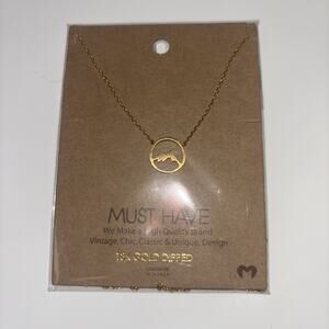 NWT 18 Karat Gold Dipped Necklace Mountains Nature Gift Present Dainty Present